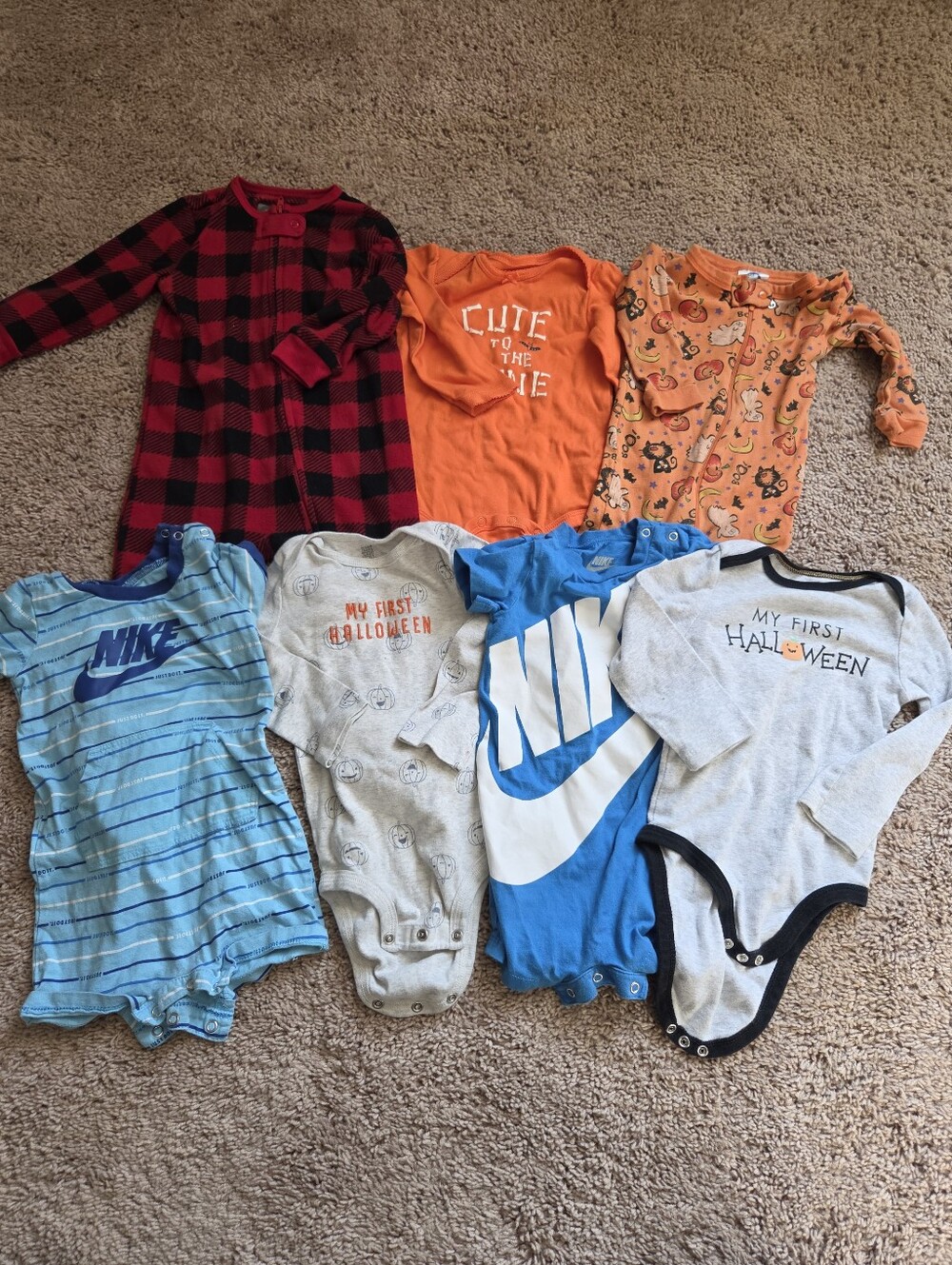 Baby Boy Nike Halloween 12 Month Bundle Sleeper Onesie First Holiday